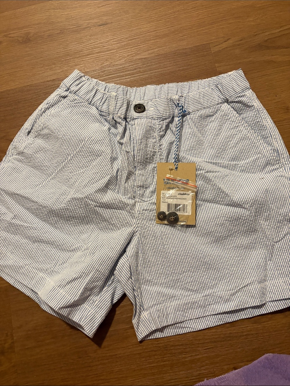 chubbies Blue & White Seersucker Flat Front Men's Shorts